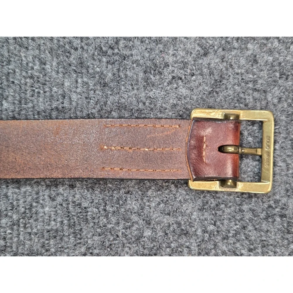 Eddie Bauer Italian Leather Belt Mens Large Brown Brass Buckle
